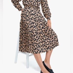 Kate Spade Forest Feline Pleated Midi Skirt | Size XXL